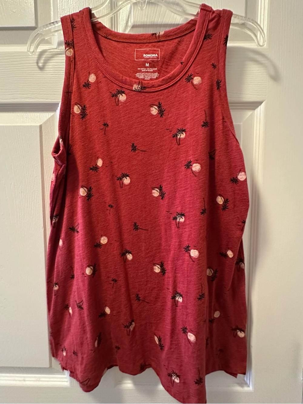 Sonoma Tropical Palm Print Tank Top - medium